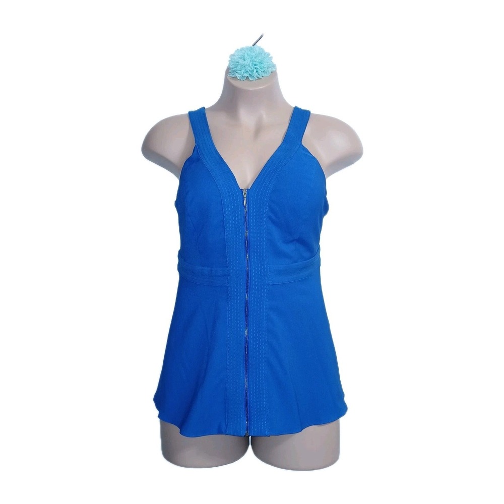 Torrid Women Peplum Tank Top 1X Electric Blue Nautical Date Night Club V Neck